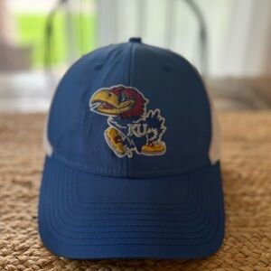 Kansas Jayhawks Hat Mens Adjustable‎ Blue/White Fan Favorite KU Strapback…